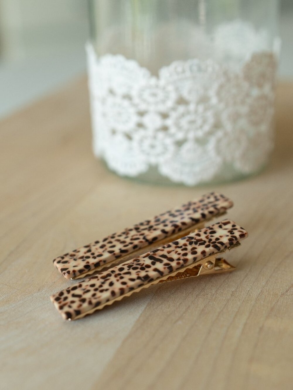 π 2/$20 Brown Dot Hair Clips - Set of 2 - Picture 7 of 11